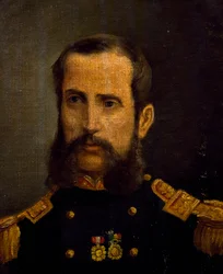 Portret van Andres Caceres (1836-1923) held van de Pacifische Oorlog, Peru