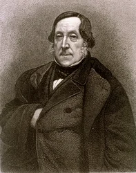 Portret van Gioachino Antonio Rossini (ets)