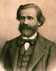 Portret van Giuseppe Fortunino Francesco Verdi (ets)