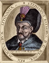 Portret van Stefanus Bathory, koning van Polen, prins van Transsylvanië (1532-1586) - Stefanus I Bathory (1533-1586). Koning van Polen (1575-1586). Gravure.