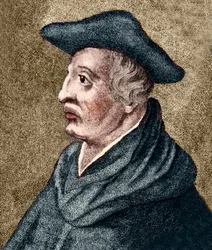 ROGER BACON - Engels filosoof en wetenschapper - ingekleurde gravure