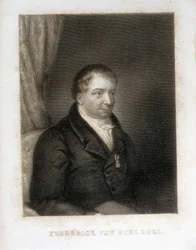 Schlegel, Friedrich von (1772-1829). Duitse dichter, criticus en geleerde. Toonaangevend criticus van de Duitse romantiek.