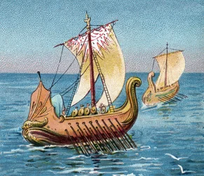 Trireme Antieke Griekse schepen - Oud Griekenland: Griekse trireme, antieke gevechtsgalere.