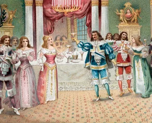 Violetta op feest met oude beschermheer Baron Douphol, Act I scène 2 uit de opera La Traviata van Giuseppe Verdi