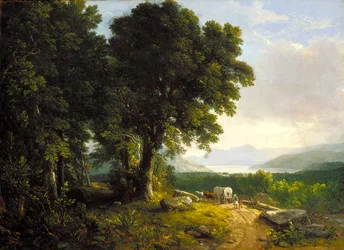 Landschap met Overdekte Wagen (olie op doek)