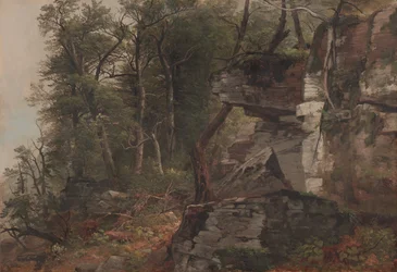 Bomen op een Rotsachtige Heuvel, c.1849