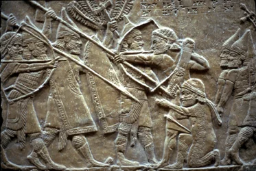 Ashurbanipal in de Slag bij Til-Tuba, 650-620 v.Chr.