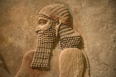 Detail van koning Sargon II van Assyrië uit het paleis van koning Sargon in Khorsabad, ca. 716-713 v.Chr.