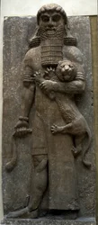 Held Gilgamesj bedwingt een leeuw, 722-705 v.Chr.
