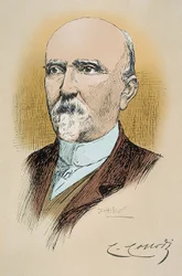 Portret van de Italiaanse schrijver en journalist Carlo Collodi (Lorenzini) (1826-1890) auteur van Pinokkio. Tekening door Attilio Mussino (1878-1954)