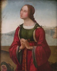 Frans: Sainte Marguerite en prière Sint Margaretha biddend