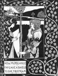 Arthurlegende: De fee Morgane geeft een schild aan Tristan