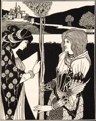 Hoe Morgan Le Fay een schild gaf aan Sir Tristram (detail)