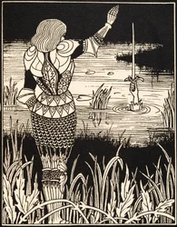 Hoe Sir Bedivere het zwaard Excalibur in het water wierp