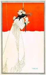 Isolde drinkt de liefdesdrank door Aubrey Beardsley na de opera van Richard Wagner Tristan en Isolde - Arthuriaanse Keltische legende - Art Nouveau - chromolithografie W. Griggs, The