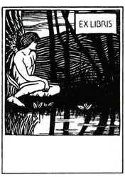 Vignet ex libris door Aubrey Beardsley (1872-1898)