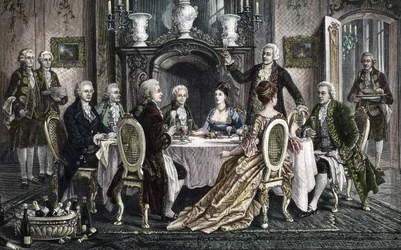Diner bij Emanuel Schikaneder thuis voor Wolfgang Amadeus Mozart