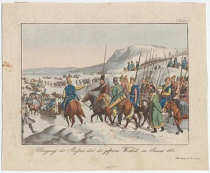 Het Russische leger steekt de Wisła over in januari 1813, ca. 1815