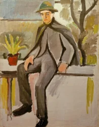 Boerenjongen op balkon