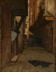 Straatgevecht in een Venetiaans steegje