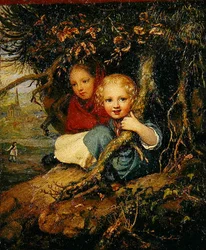 Twee Kinderen onder Boomwortels, ca. 1840