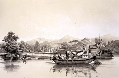 Chinese Veerboot tussen de Douane bij Tchynay en Canton, plaat 18 uit 