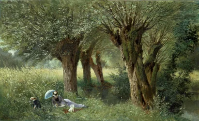 A. Allonge, Op de weide / Schilderij, 1880