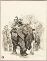Olifant met ruiters in Jardin des Plantes, Parijs