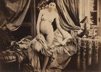 [Naakt staand bij een bed], ca. 1854