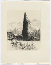 Frédéric Mistral: Mémoires et Recits van Frédéric Mistral: toren in landschap/ man en dood wild (invoegen na p. 200)