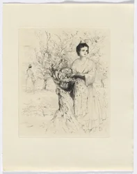 Frédéric Mistral: Mémoires et Recits van Frédéric Mistral: vrouw buiten met een mand bloemen (invoegen na p. 192)