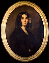 Portret van George Sand (Aurore Dupin, Barones Dudevant) (1804-1876) in 1832. Schilderij door Auguste Charpentier (1813-1880) Parijs Musee Carnavalet