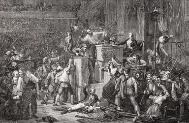 Het hoofd van Feraud op het Tribunaal, 20 mei 1795, Jaar III, gegraveerd door Jonnard uit 