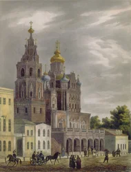 De Kerk van de Dormitie van de Theotokos aan de Pokrovka Straat in Moskou, 1825