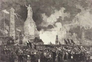 14 juli. Verlichting van de Place de la République, 1883.