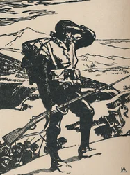 Chasseur Alpin kijkt naar de Rijnvlakte, 1919