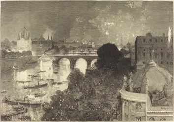 14 juli. Verlichting van de Seine van de Pont Neuf tot de Pont au Change