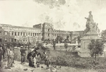 De ruïnes van het Palais des Tuilleries voor hun sloop, 1883