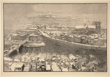 Parijs onder sneeuw, gezien vanaf de top van St. Gervais