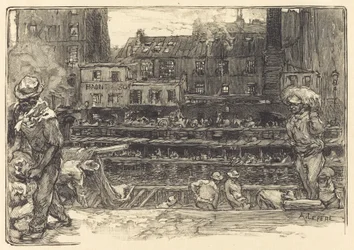 Lossen, Canal St. Martin Les dechargeurs de platre, Canal Saint-Martin, 1890