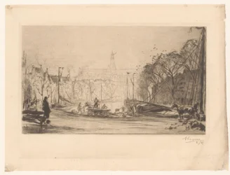 Gezicht op het Spaarne en de Sint Bavo
