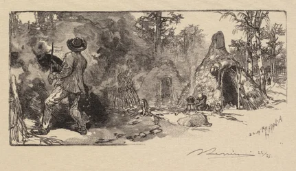 Fontainebleau-bos: Kolenscheppers La Forêt de Fontainebleau: Les Charbonniers, 1890