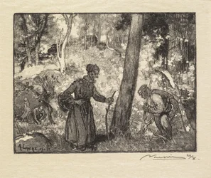 Bos van Fontainebleau: Paddenstoelenjagers bij de Rocher Bernard, 1890