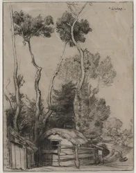 Landschap met plattelandshuisjes