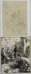 Drie zittende gijzelaars, 1914