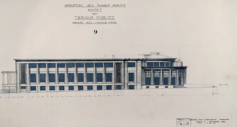Project voor het Musee des Travaux Publiques, gevel, Avenue d