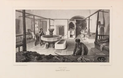 Tatarenbad, rustkamer. Uit Voyage dans la Russie door Anatole de Demidoff, 1837