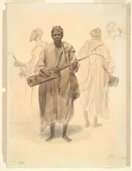 Een Moorse straatmuzikant in Tanger