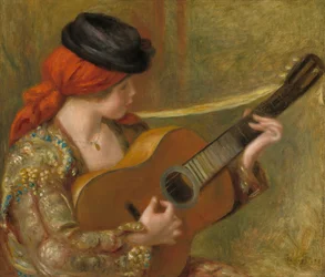 Jonge Spaanse Vrouw met een Gitaar