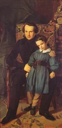 Victor Hugo (1802-85) en zijn zoon François-Victor, 1836